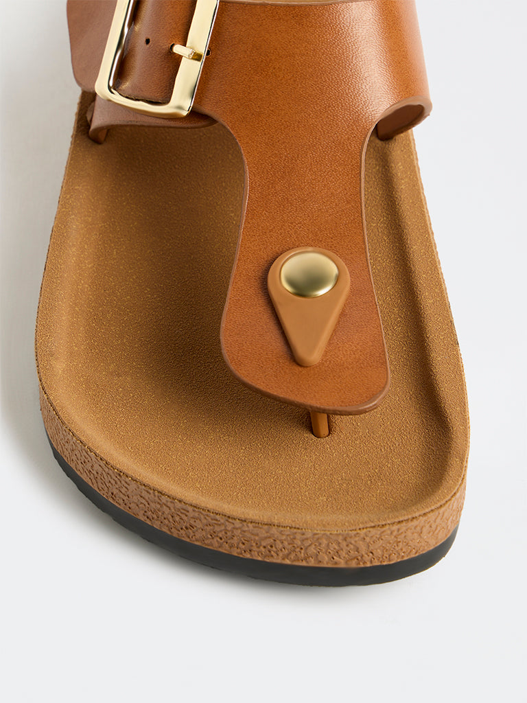 LUNA BLU Tan Thong-Strap Sandals