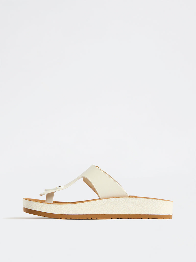 LUNA BLU White Thong-Strap Sandals