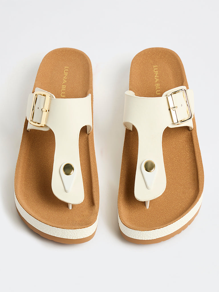 LUNA BLU White Thong-Strap Sandals