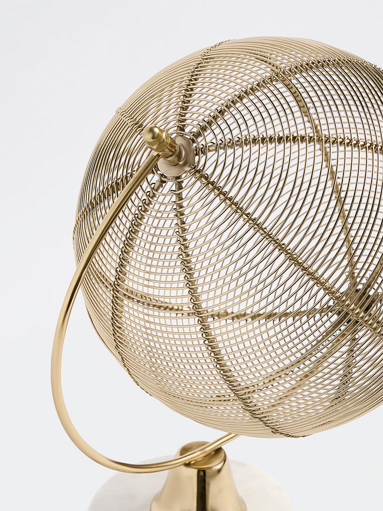 Westside Home Gold Metal Wired Globe with White Marble Base