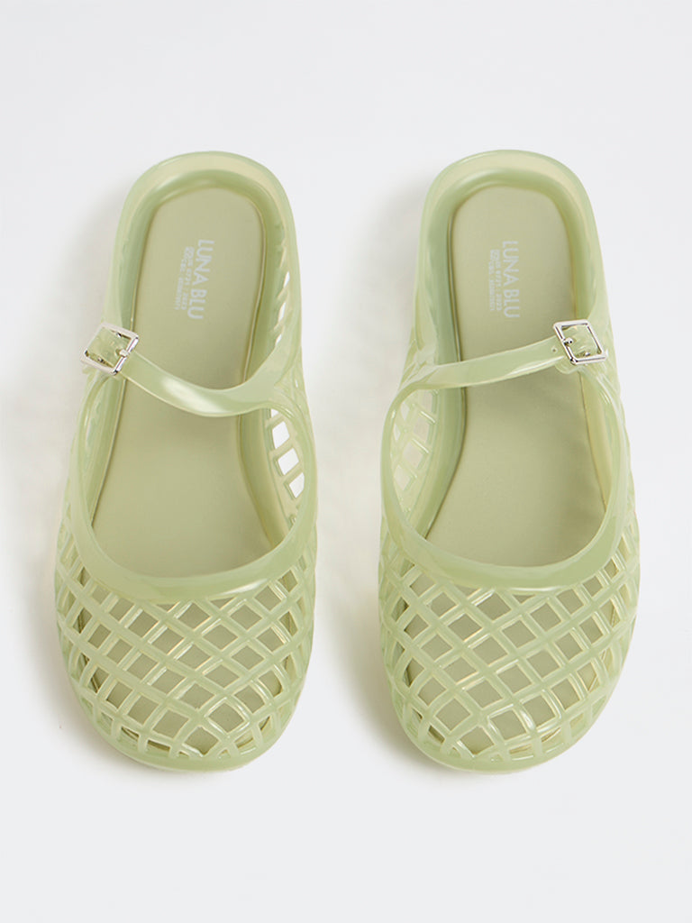 LUNA BLU Sage Green Mary Jane Jelly Shoes