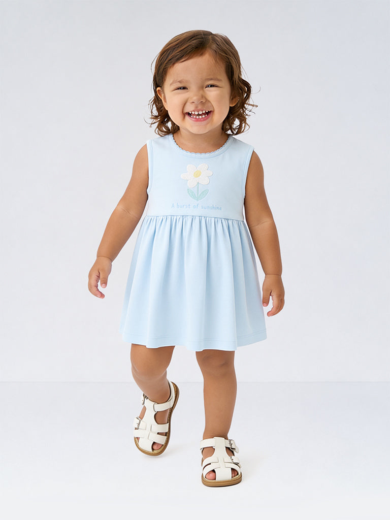 HOP Baby Girls Multicolour Floral Printed Cotton A-Line Dress - Pack of 2