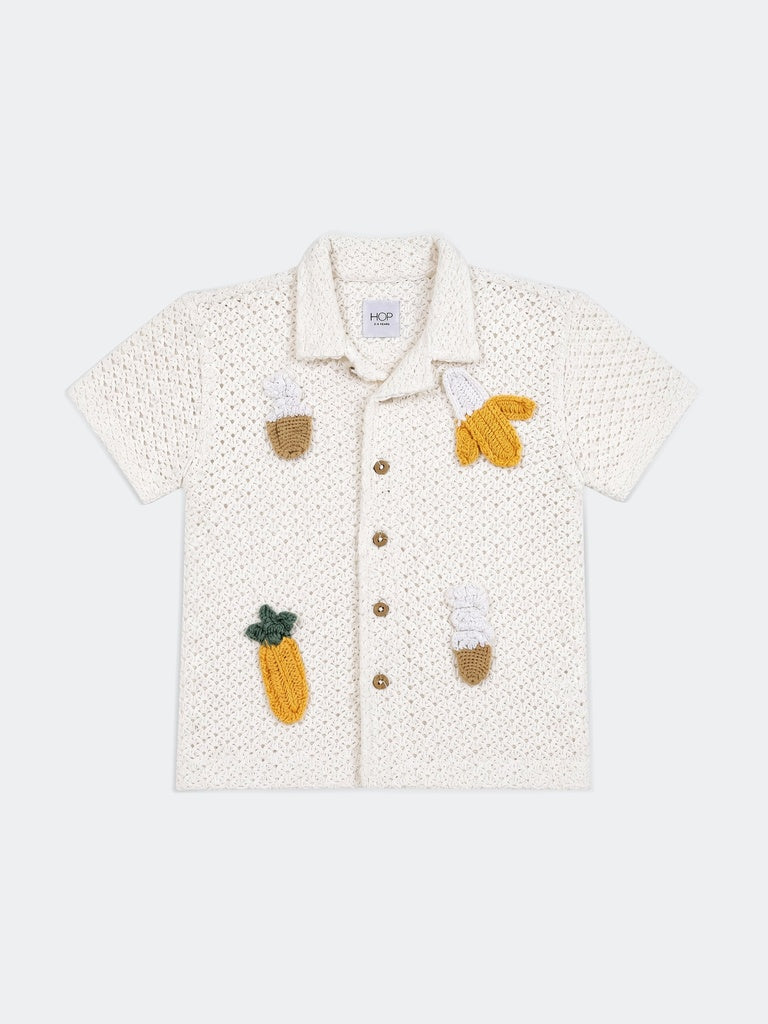 HOP Kids Boys Off-White Cotton Shirt