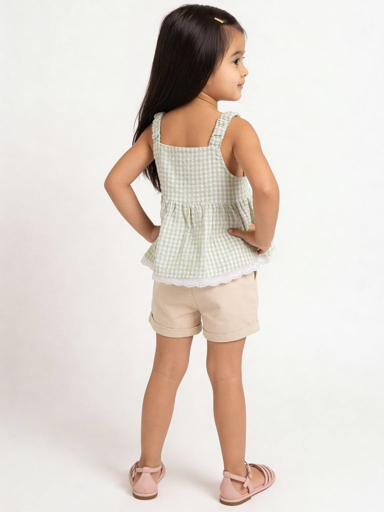 HOP Kids Girls Lime Green Applique Cotton Top