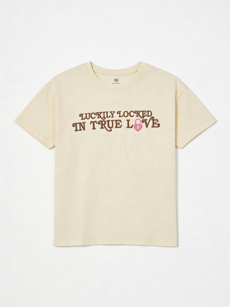Girls Yellow Graphic Printed Cotton T-Shirt