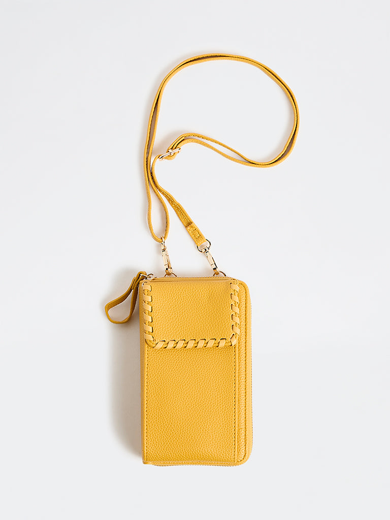 Westside Mustard Textured Mobile Sling Bag