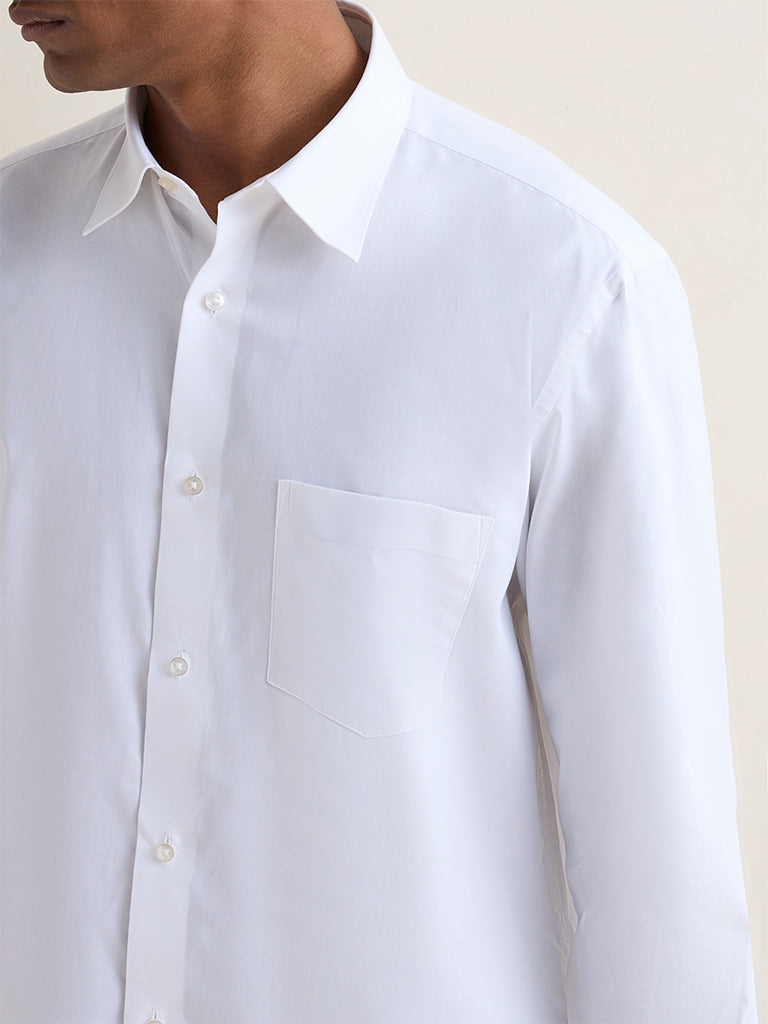 WES Formals White Relaxed-Fit Cotton Shirt