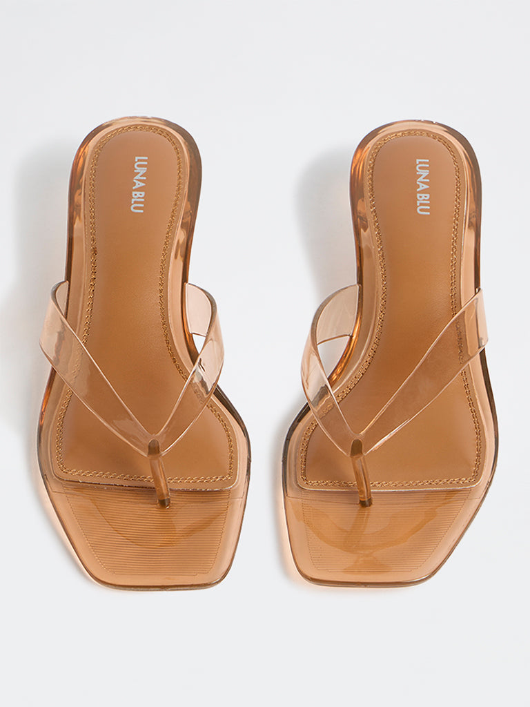 LUNA BLU Tan Thong-Strap Jelly Sandals