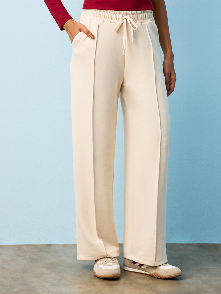 Nuoflexx Cream High-Rise Track Pants