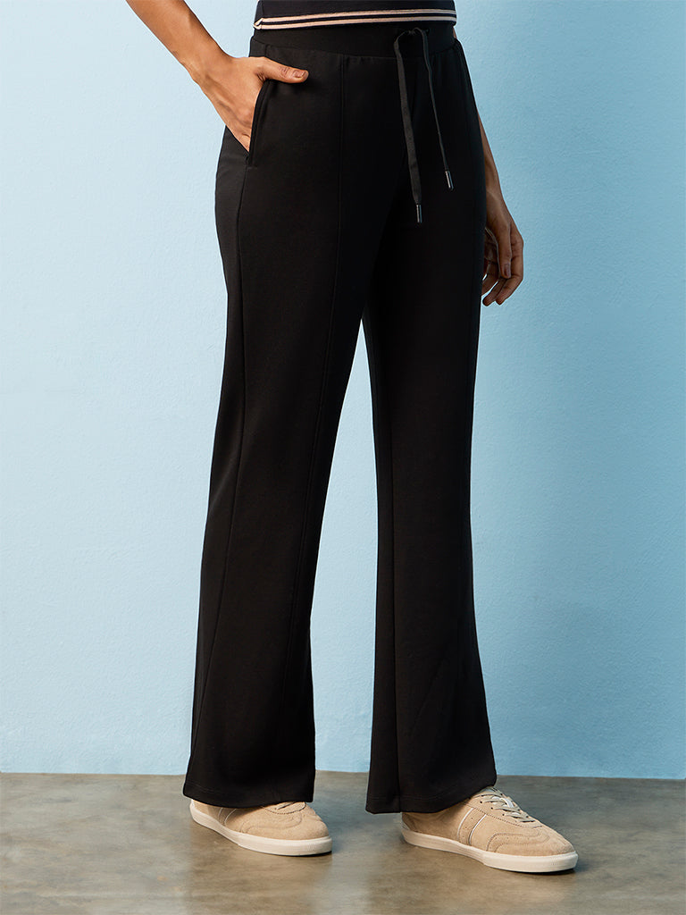 Nuoflexx Black Flared High-Rise Track Pants