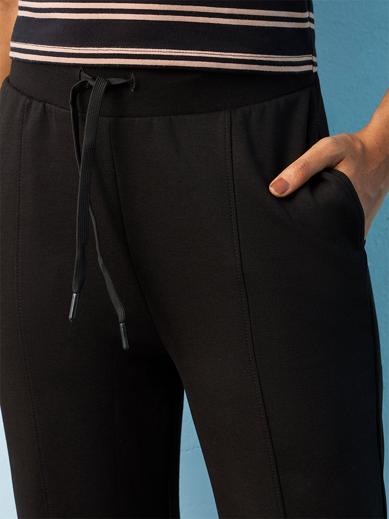 Nuoflexx Black Flared High-Rise Track Pants