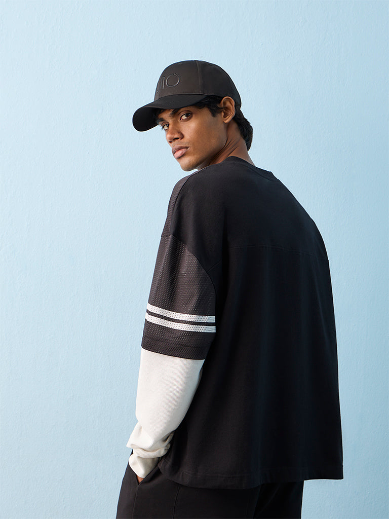 Nuon Black Numerical Printed Oversized T-Shirt