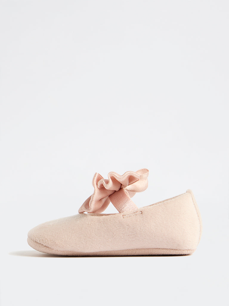 Yellow Pink Bow-Detailed Booties