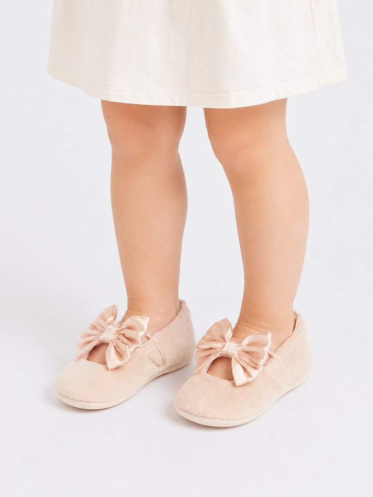 Yellow Pink Bow-Detailed Booties