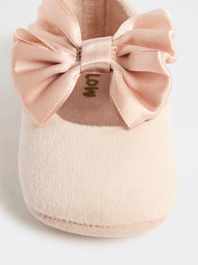 Yellow Pink Bow-Detailed Booties