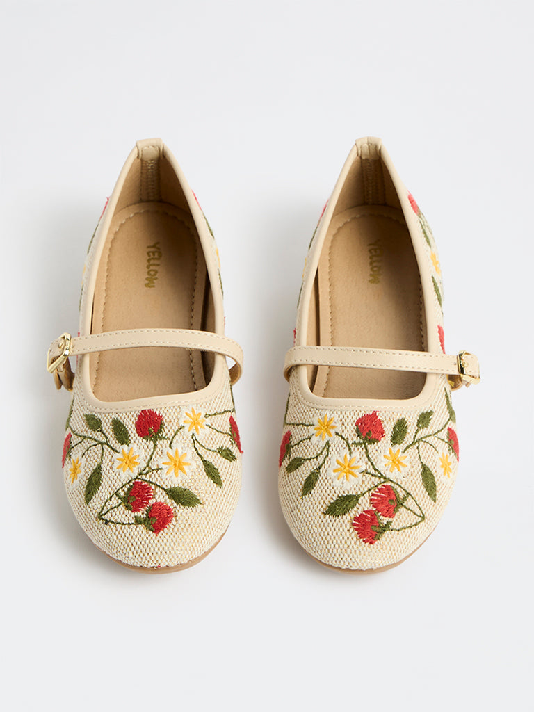 Yellow Beige Mary Jane Shoes
