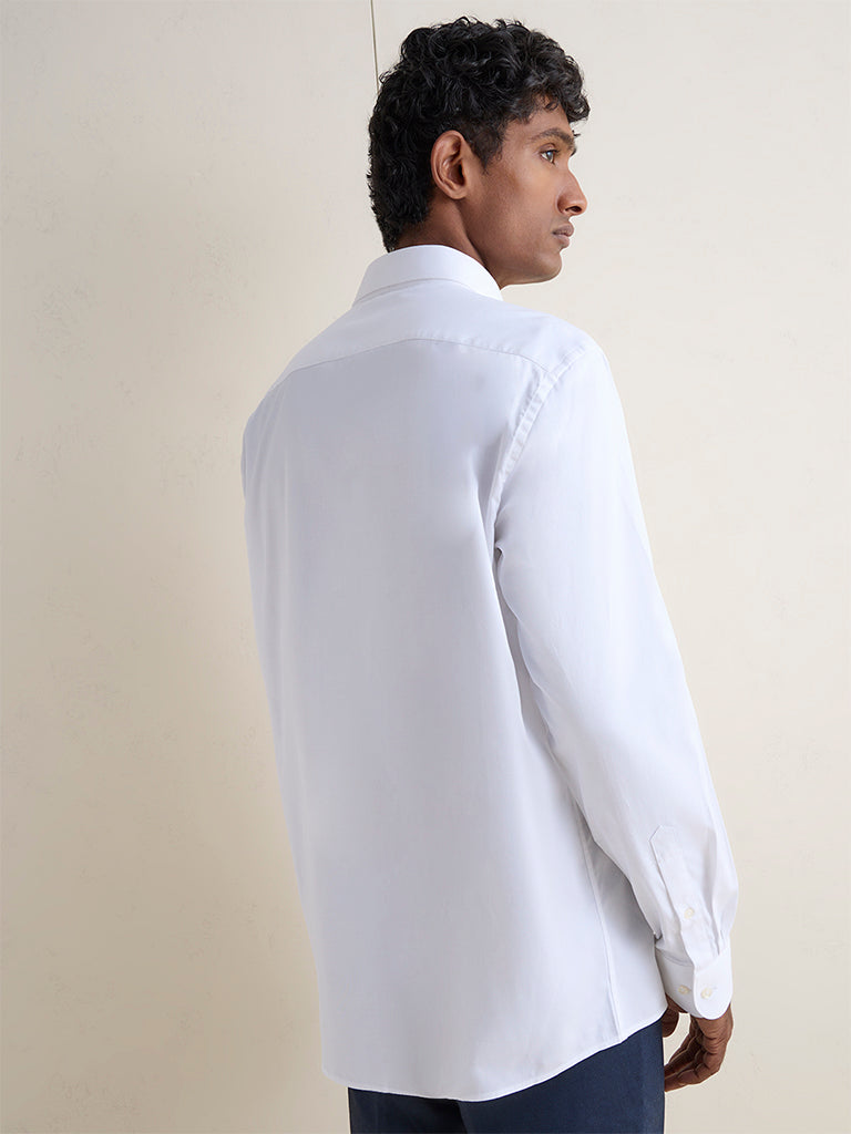 WES Formals White Relaxed-Fit Cotton-Blend Shirt