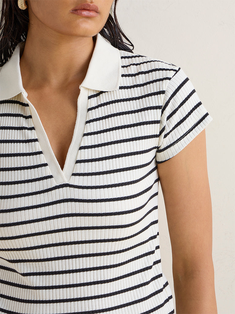 Wardrobe Ivory Striped T-Shirt