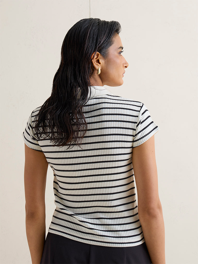 Wardrobe Ivory Striped T-Shirt