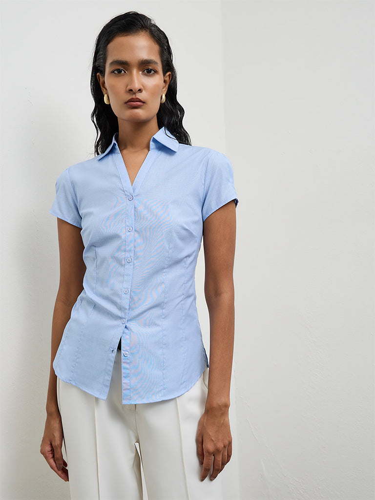 Wardrobe Light Blue Solid Shirt