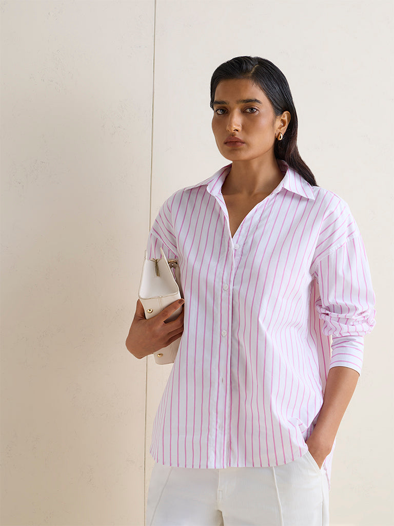 Wardrobe Pink Striped Cotton Shirt