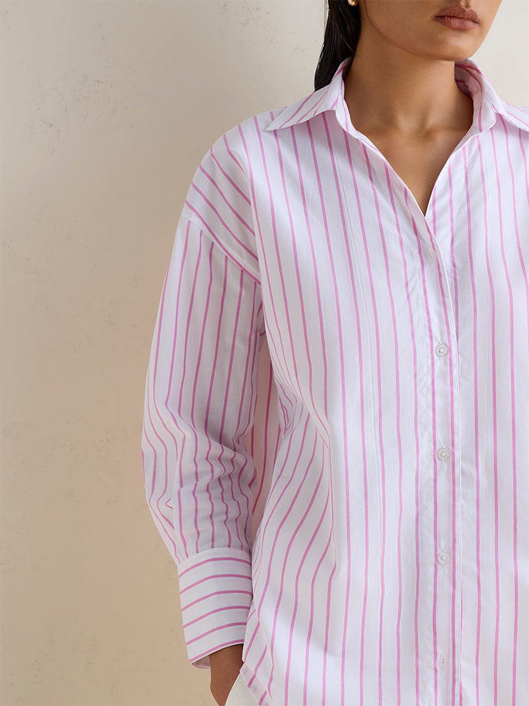 Wardrobe Pink Striped Cotton Shirt