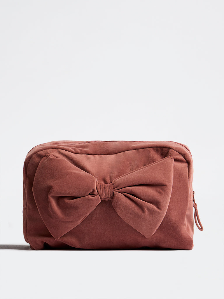 Westside Home Dusty Pink 3D Bow Detail Pouch