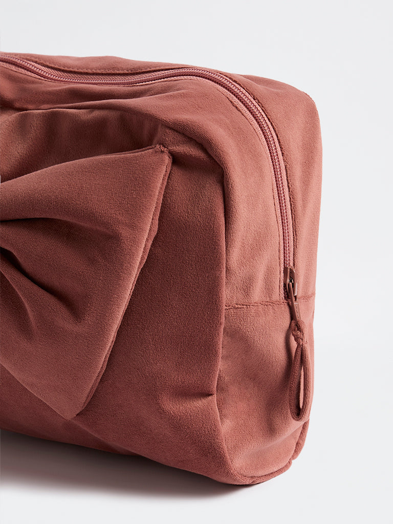 Westside Home Dusty Pink 3D Bow Detail Pouch