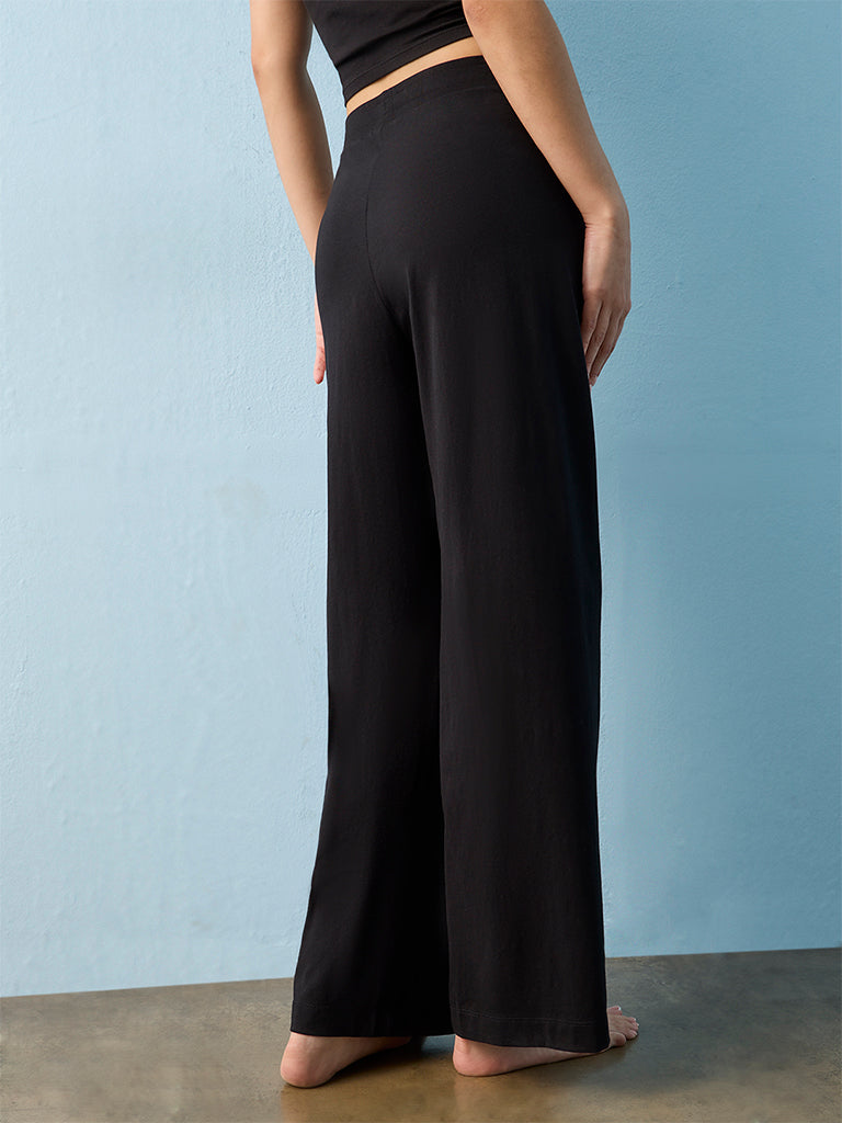Superstar Black High-Rise Cotton-Blend Pants