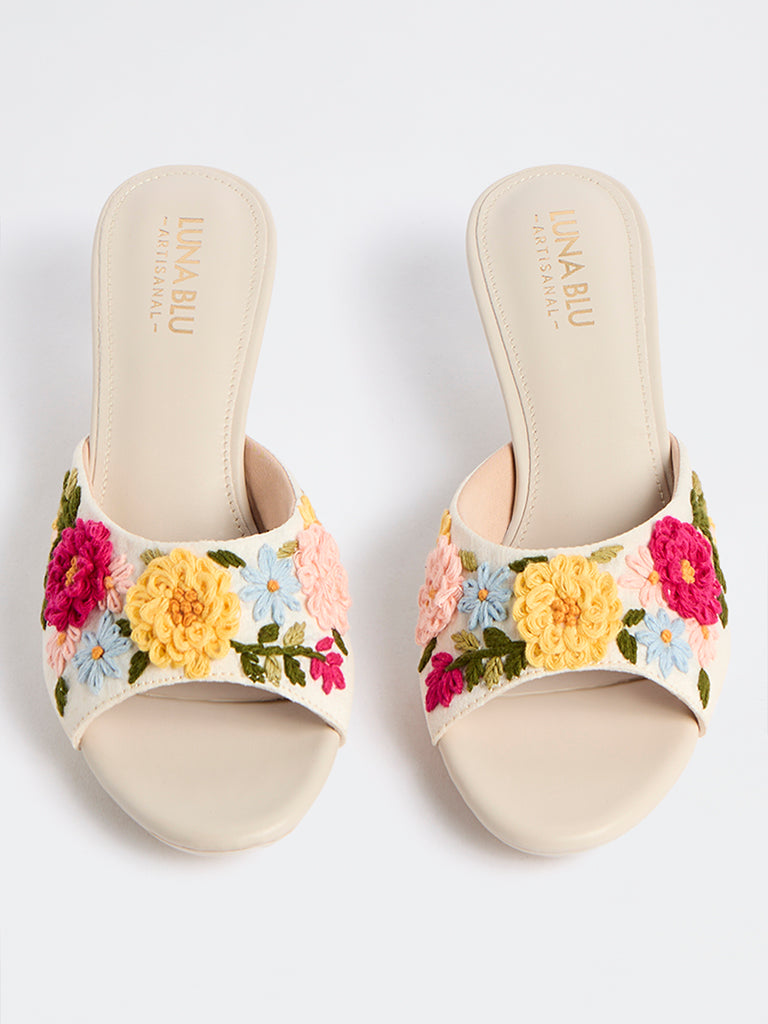 LUNA BLU Multicolour Floral Embroidered Heel Sandals