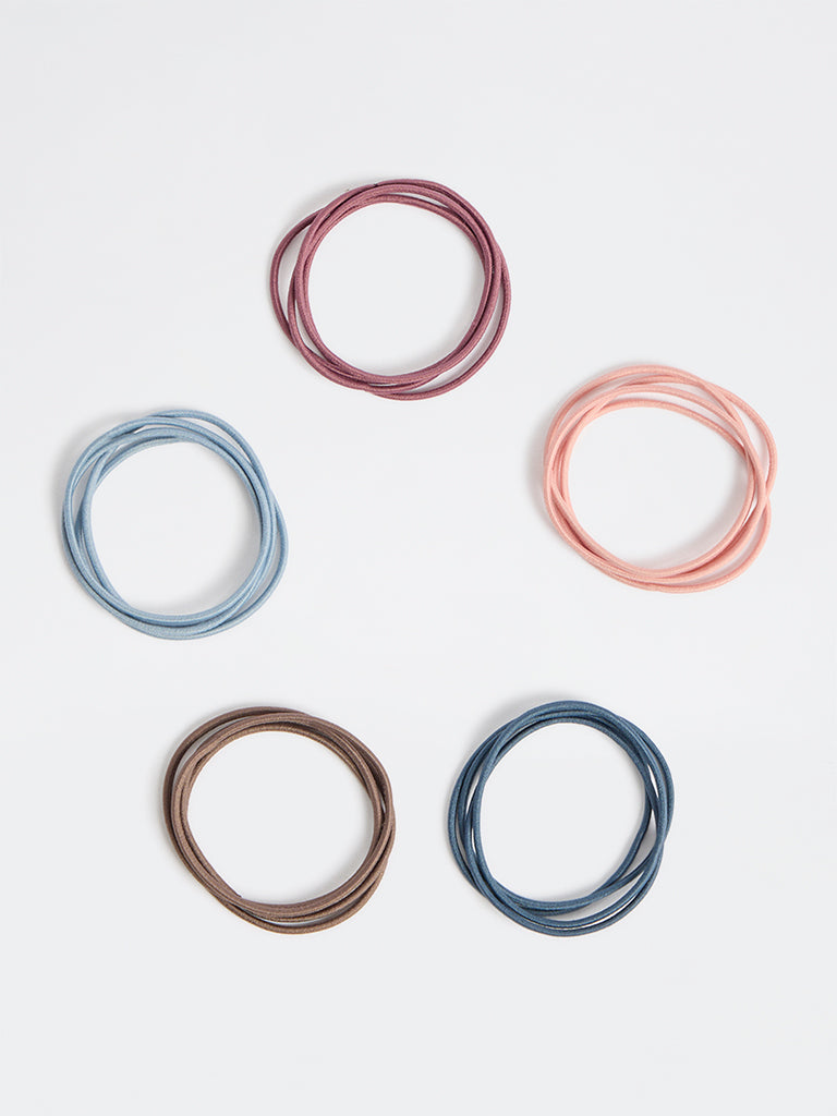 Westside Accessories Multicolour Thin Hair Ties - Pack of 5
