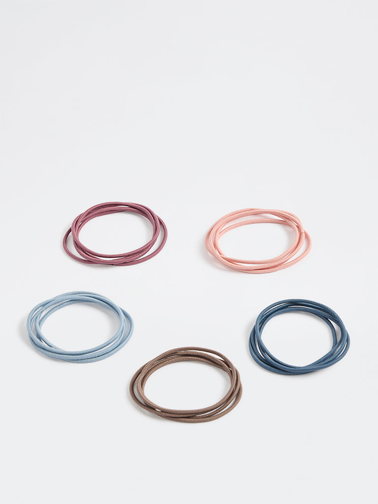 Westside Accessories Multicolour Thin Hair Ties - Pack of 5