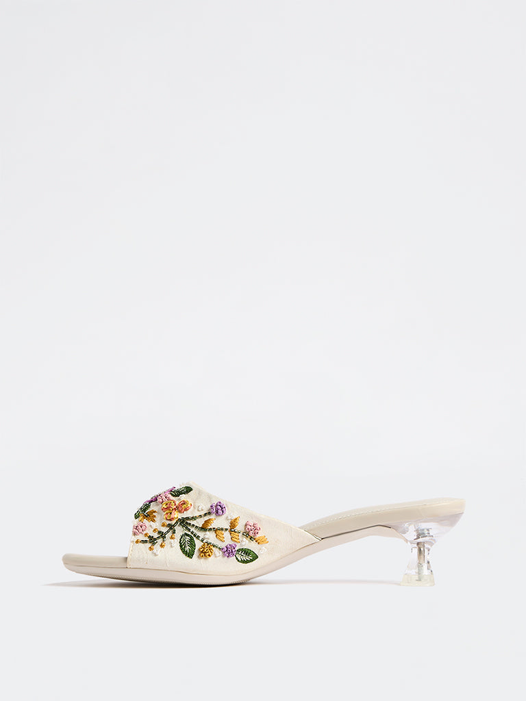 LUNA BLU Multicolour Embroidered Kitten Heel Sandals