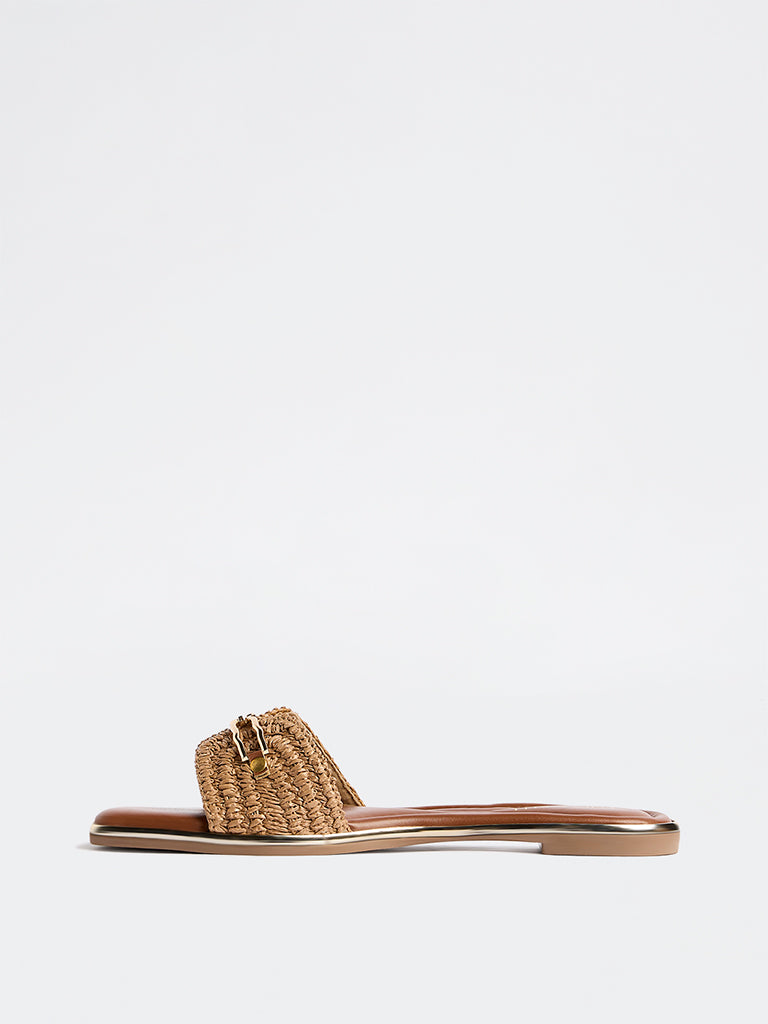 LUNA BLU Tan Slides