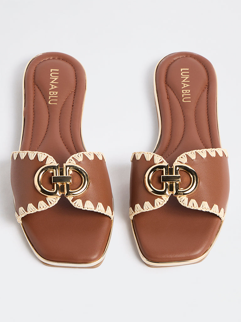 LUNA BLU Tan Hardware-Detail Slides