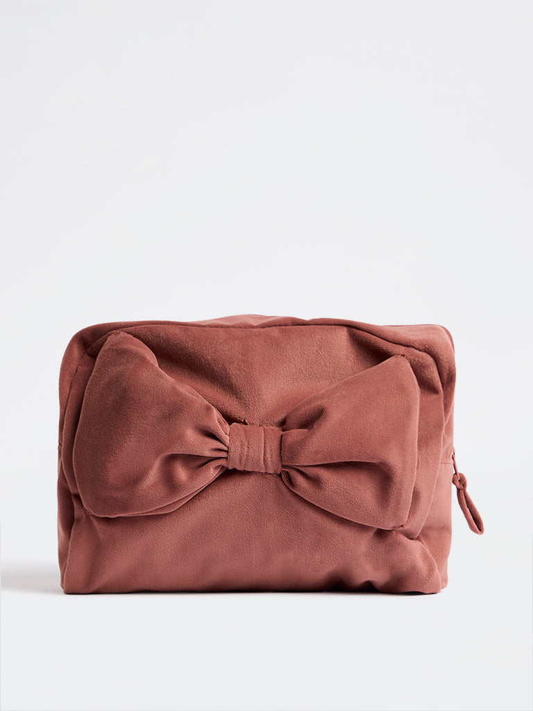 Westside Home Dusty Pink 3D Bow Detail Pouch