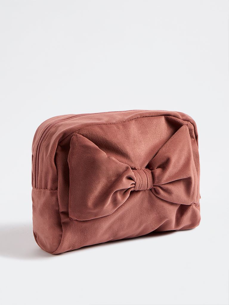 Westside Home Dusty Pink 3D Bow Detail Pouch
