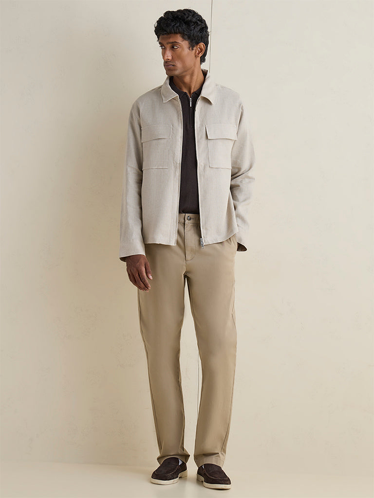 Ascot Light Beige Relaxed-Fit Linen Jacket