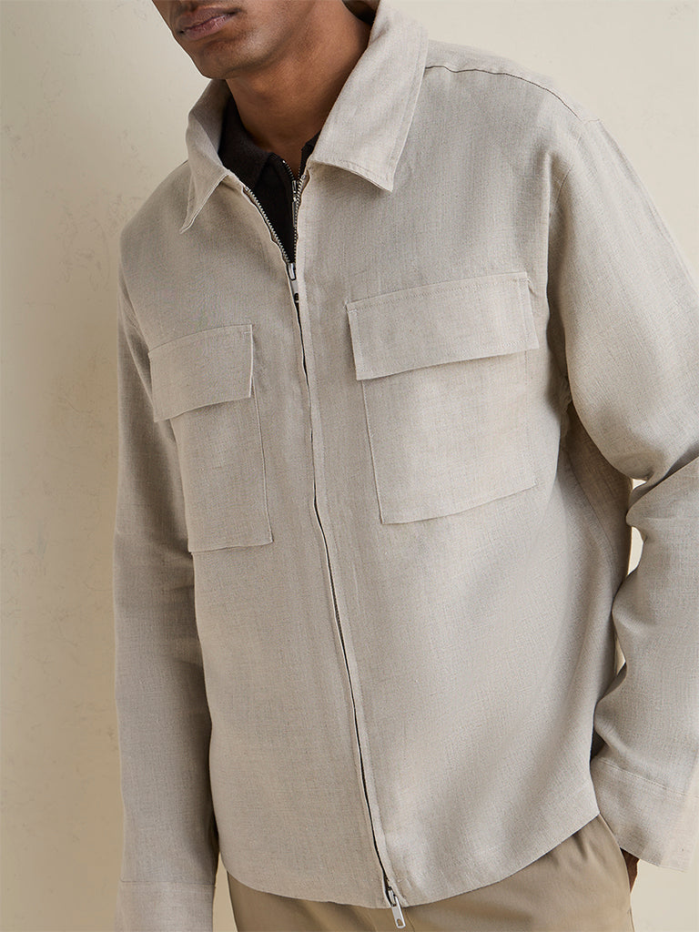 Ascot Light Beige Relaxed-Fit Linen Jacket