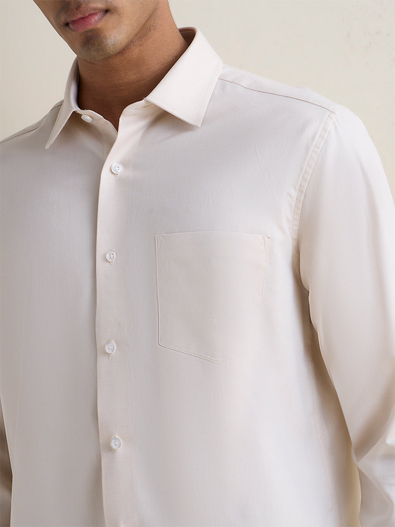 WES Formals Off-White Relaxed-Fit Cotton Shirt