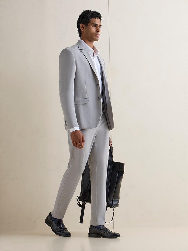 WES Formals Grey Slim-Fit Blazer