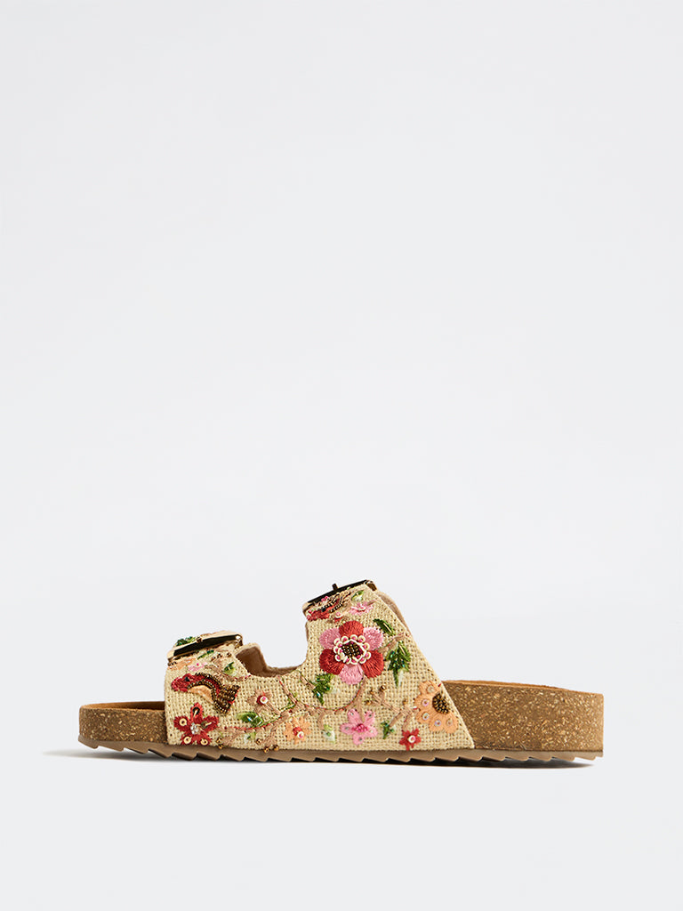 LUNA BLU Brown Floral Sandals