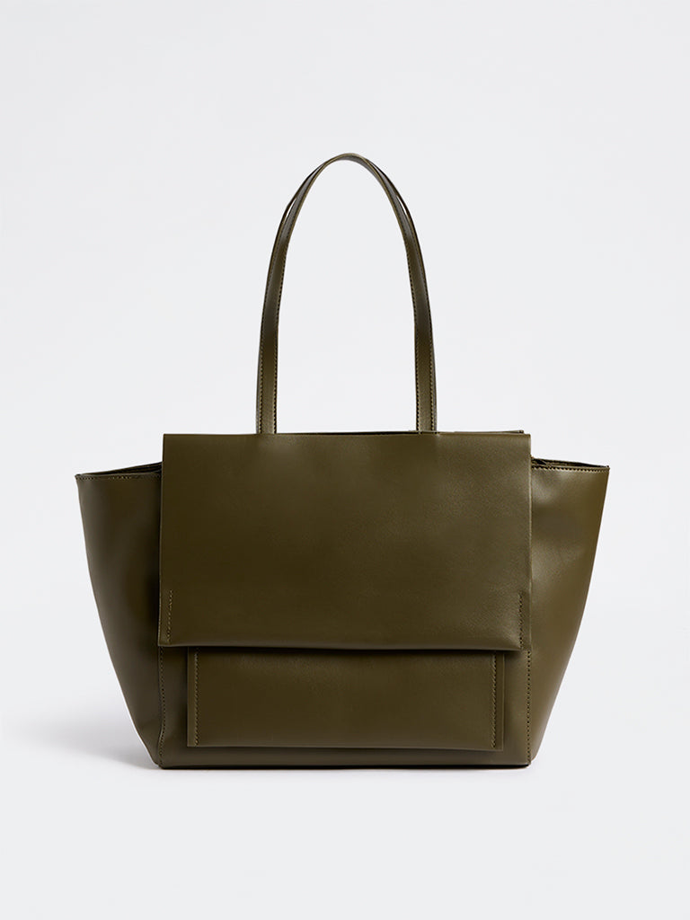 Westside Accessories Olive Flap Design Tote Bag