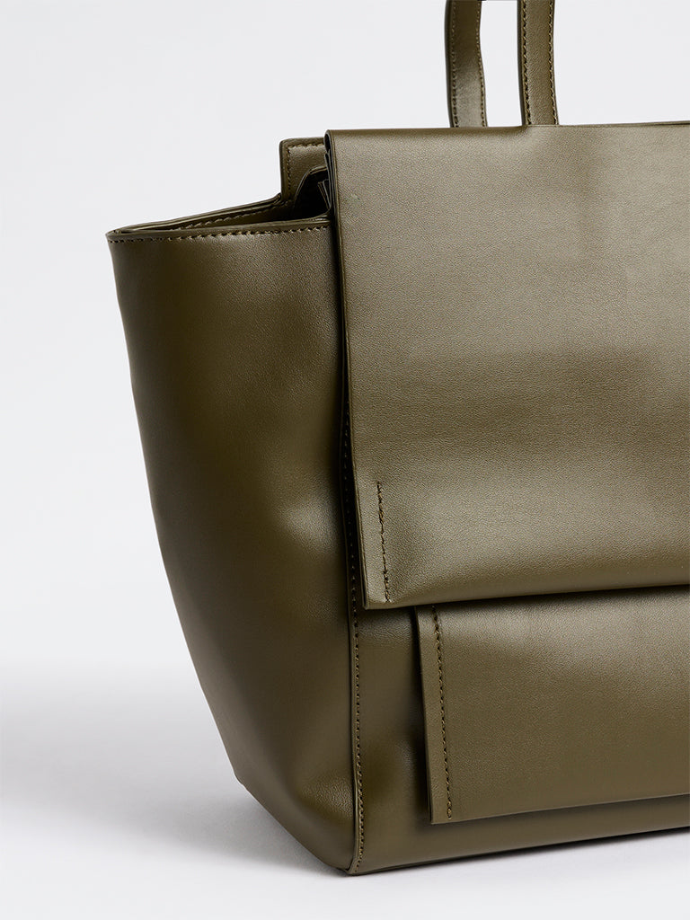 Westside Accessories Olive Flap Design Tote Bag