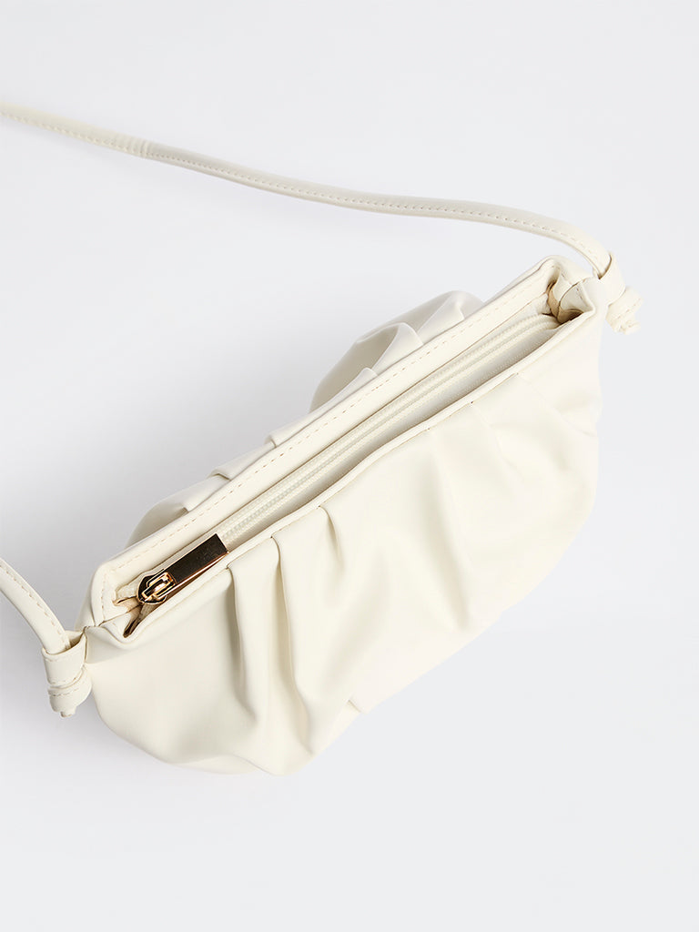 Westside White Pleated Sling Bag