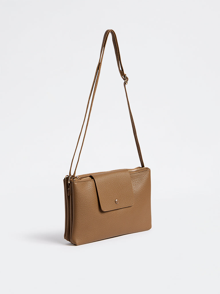 Westside Brown Textured Sling Bag