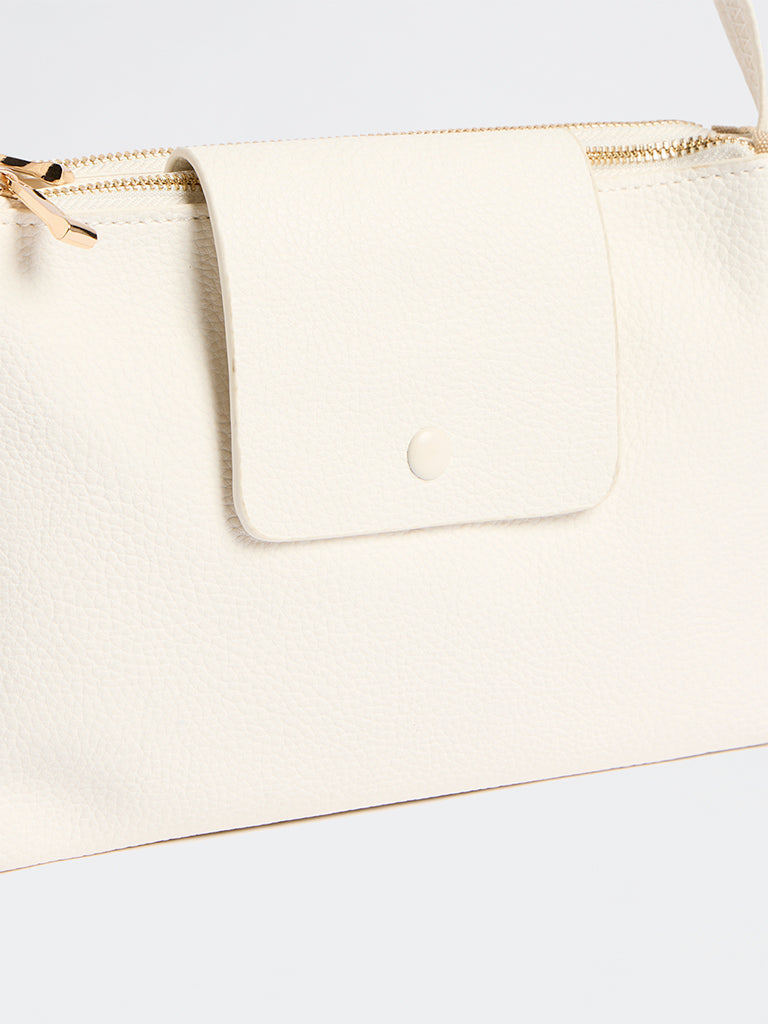 Westside White Textured Sling Bag