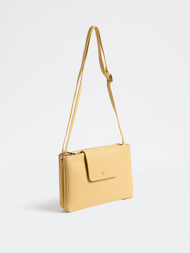 Westside Yellow Textured Sling Bag