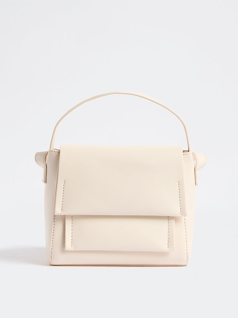 Westside Accessories Off-White Flap Design Crossbody Sling Bag