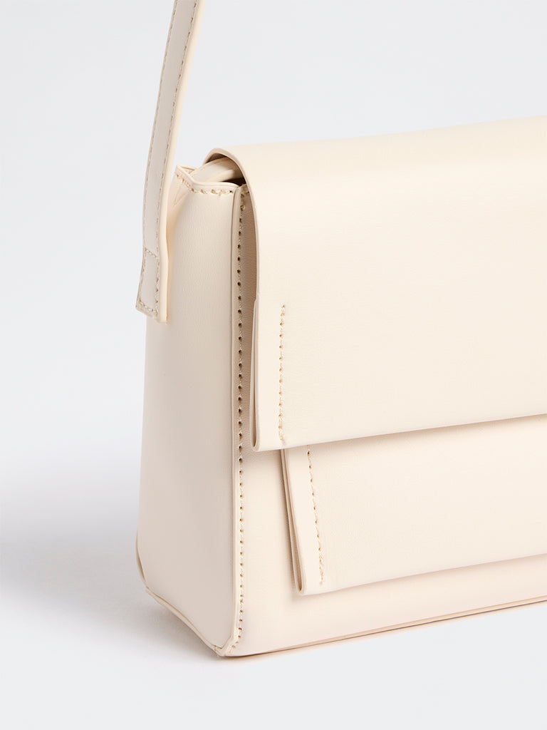 Westside Accessories Off-White Flap Design Crossbody Sling Bag